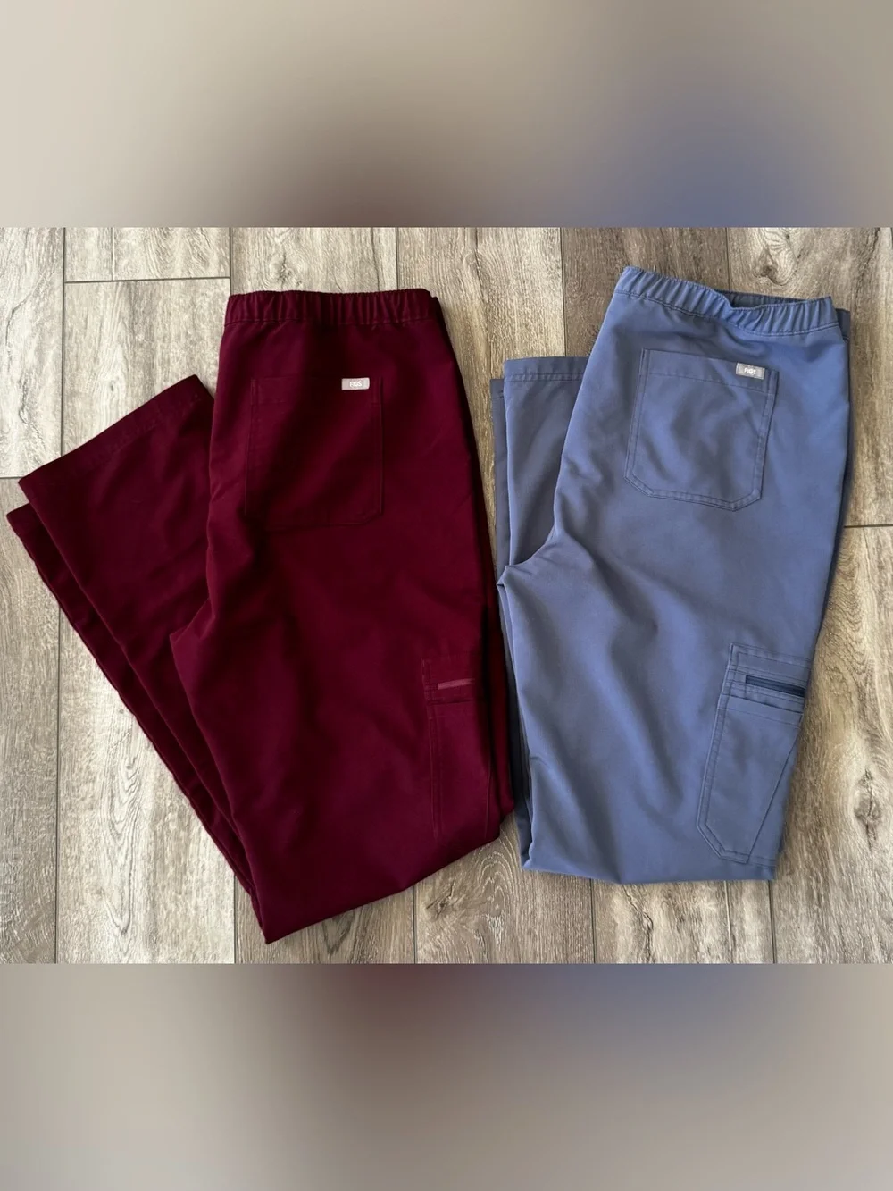Lot Of 2- FIGS Cairo Straight-Leg Scrub Pants Men’s XL TALL Burgundy & Blue Gray